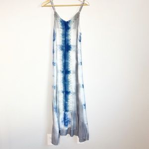 Lagaci Tie Dye Crochet Strappy Maxi Dress Blue Gray Size L